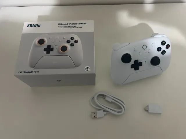 Controle 8Bitdo Ultimate 2 Branco Wireless Para Nintendo Switch, Windows & Android