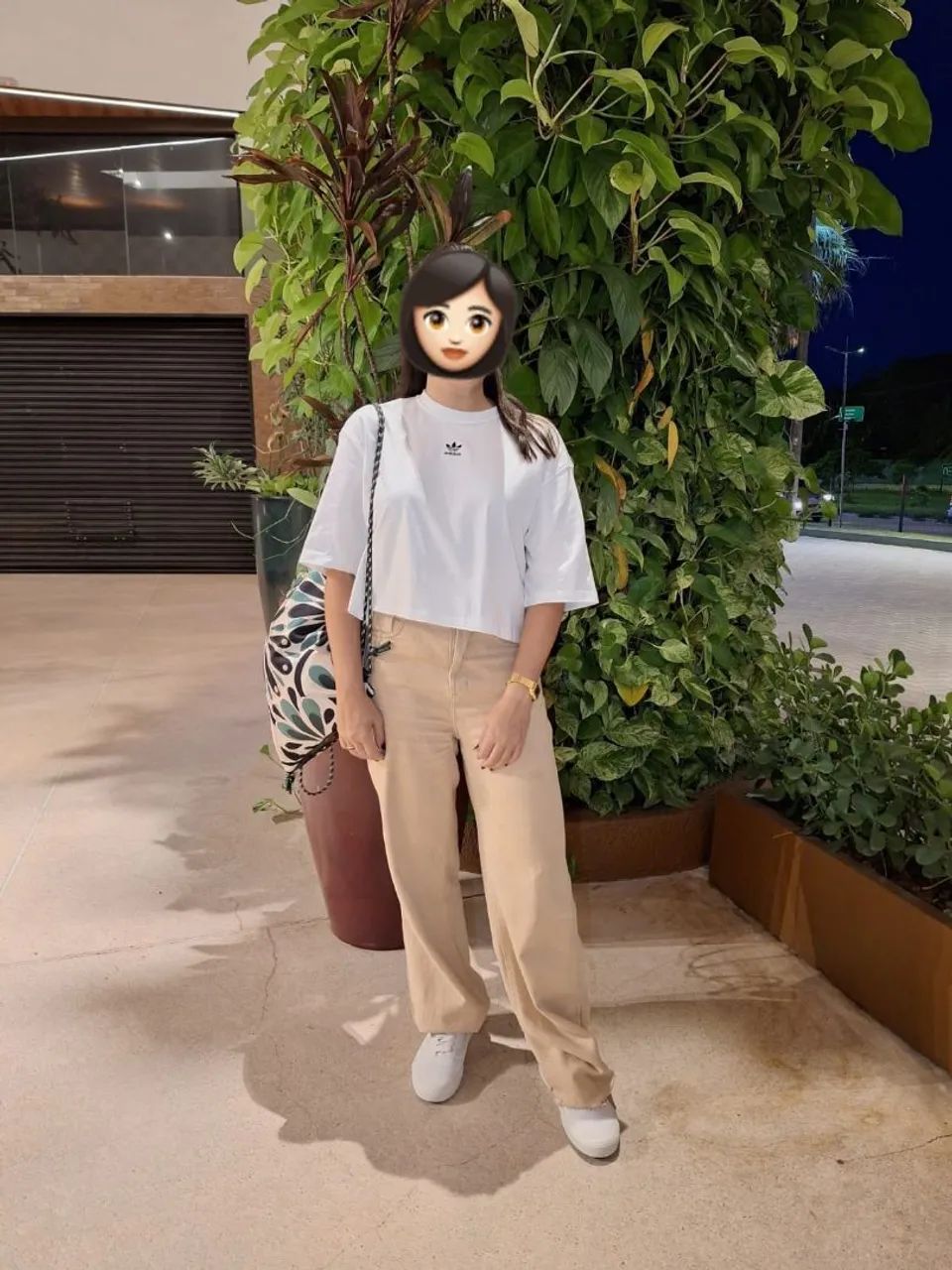 Calca wide leg bege 38