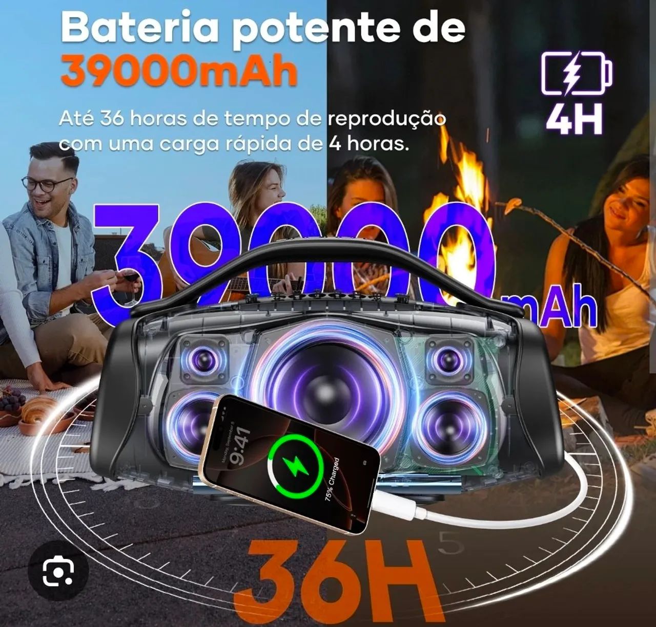 Caixa de som sabala DR - 909 funçao tws resistente a àgua, com marca de uso. - Foto 3