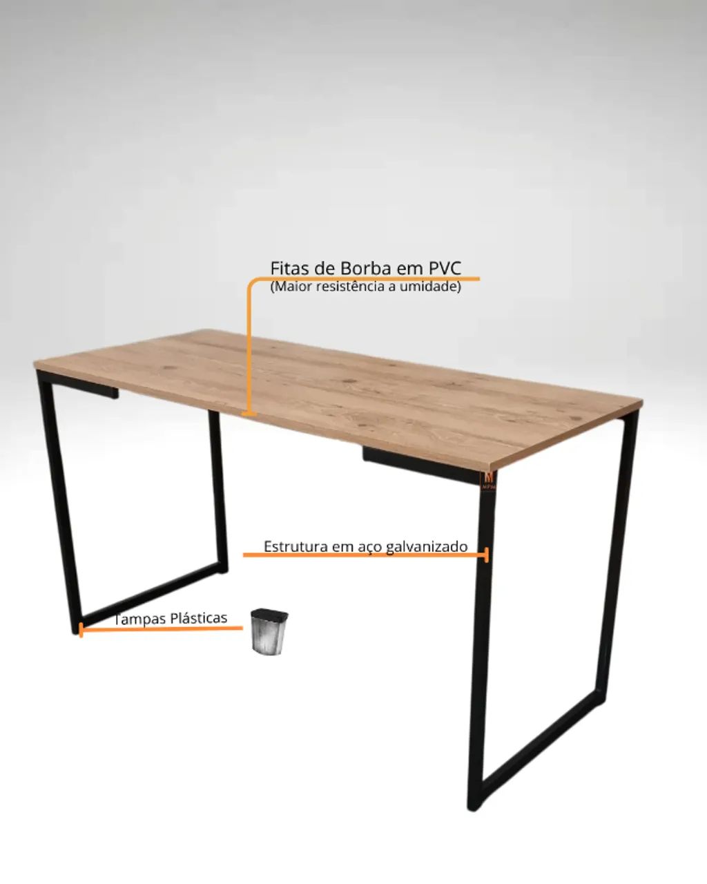 Escrivaninha Industrial 1,35m Home Office em MDF e Aço - Foto 3