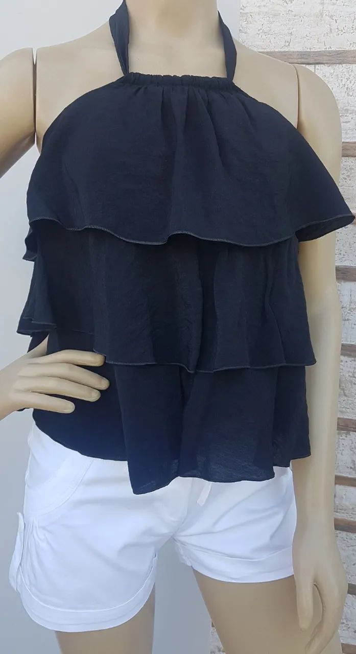 Blusa Feminina / Bata 3 babados Tecido