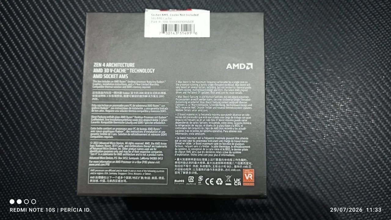 Processador AMD Ryzen 9 7900X3D (12 núcleos / 24 threads) + Caixa + Nota Fiscal - Foto 3