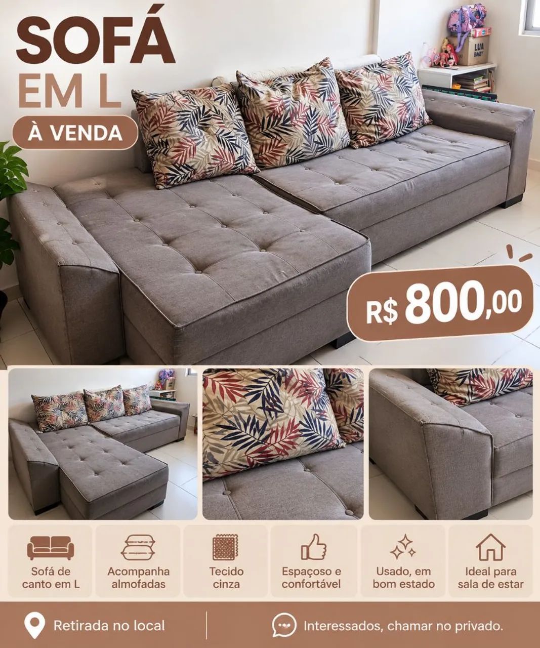 Sofá com chaise 