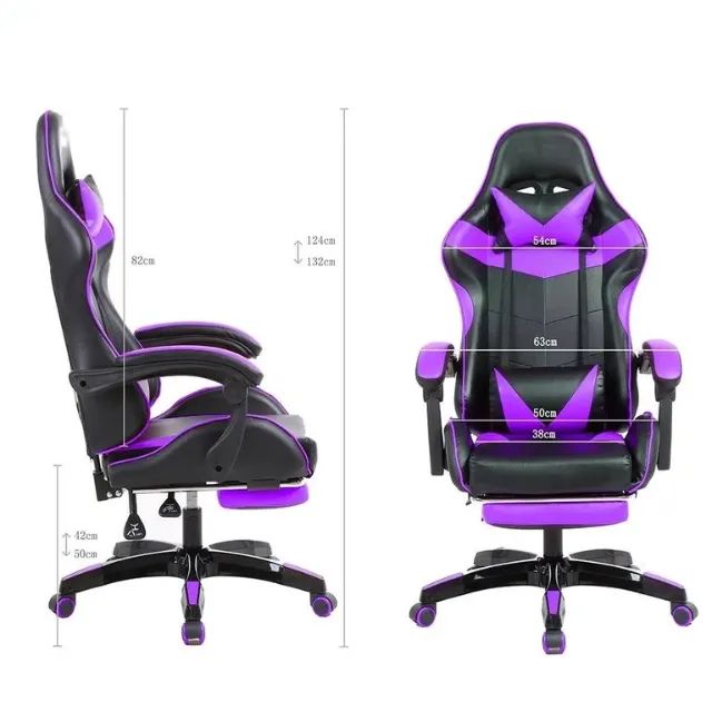 Cadeira Gamer Prizi Canvas - Roxa - Nova - Foto 3