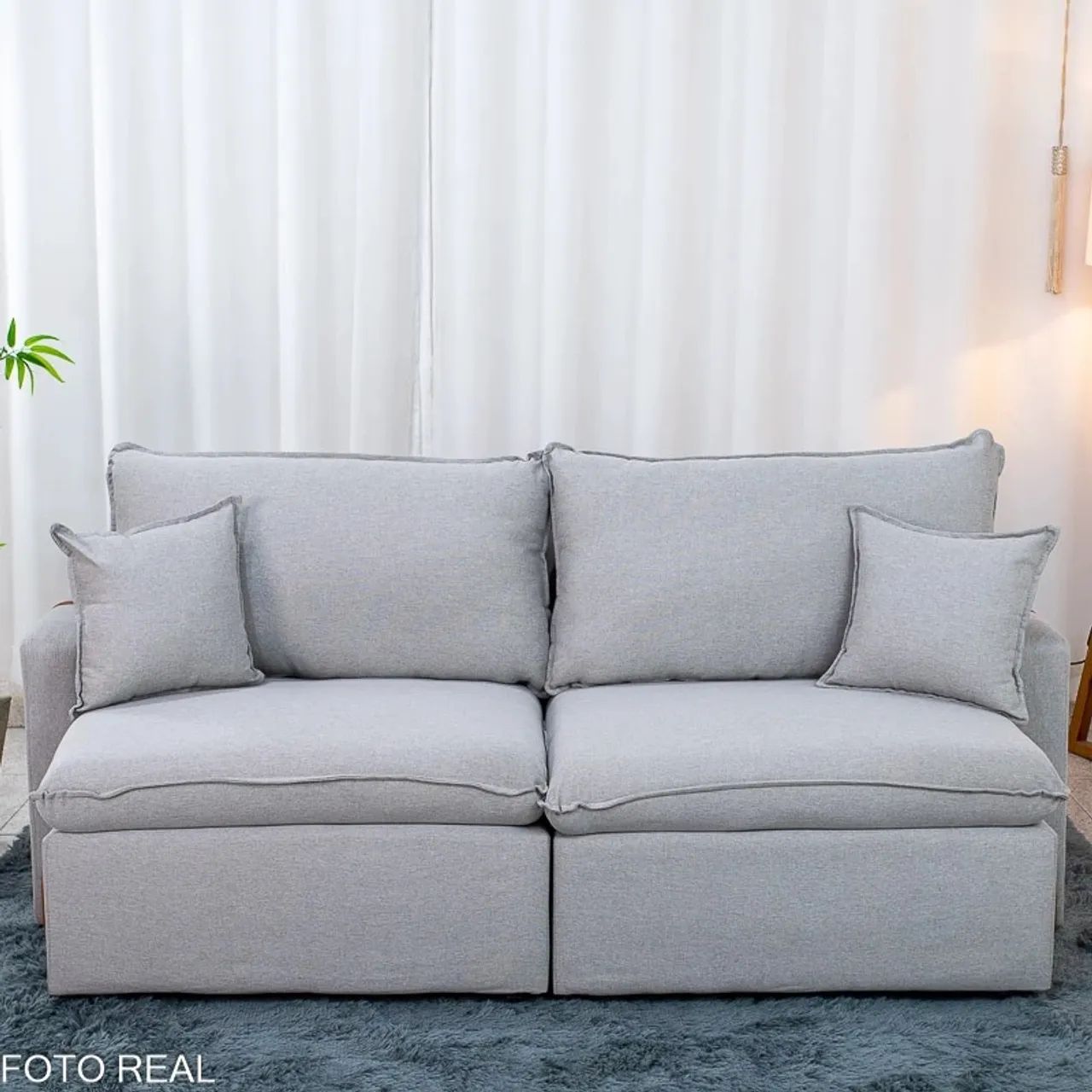 Sofá Cama Retrátil Zara 2.00m Linho Cinza rf65 - Foto 3