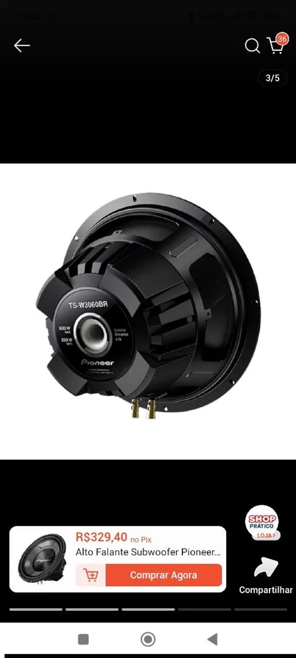Subwoofer Pionner 12" 4 ohms - Foto 2