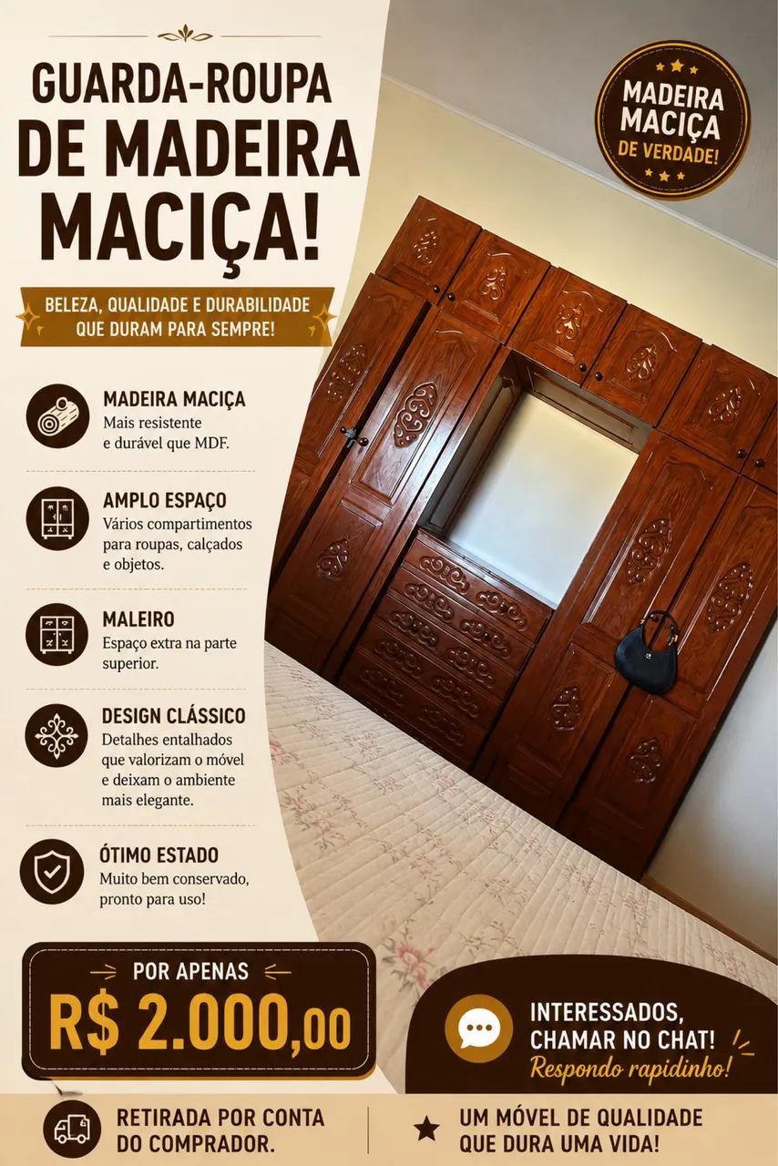 Guarda roupa de madeira 