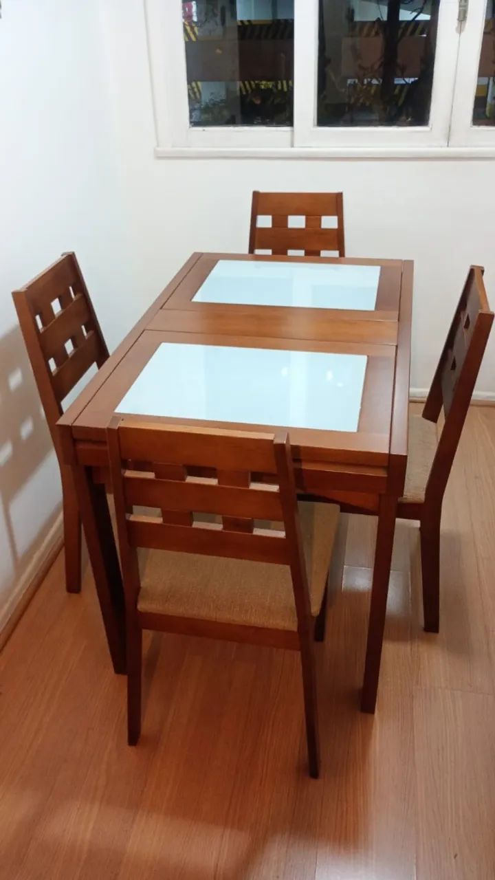 Conjunto Mesa de Jantar Extensível Retangular com 4 Cadeiras - Foto 5