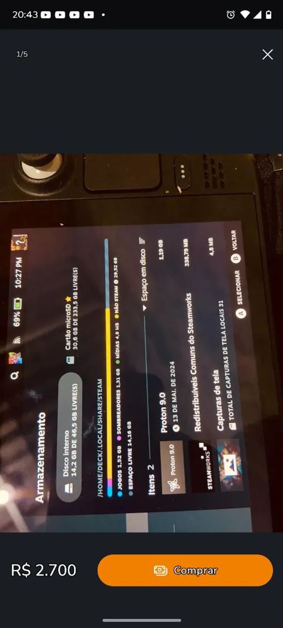 Steam deck LCD 64gb completo zerado - Consoles de Vídeo Game