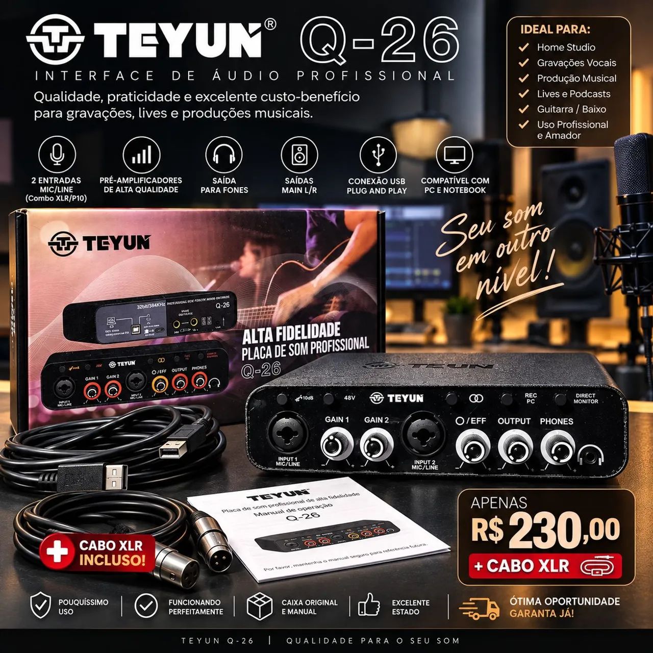 ? TEYUN Q-26 + CABO XLR | POUQUÍSSIMO USO