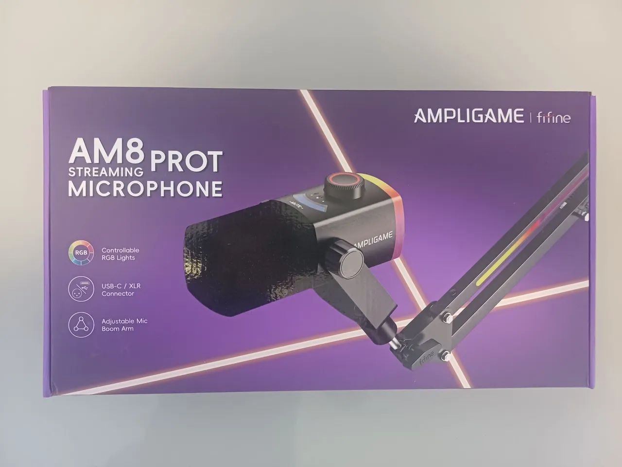 Microfone Fifine AM8 PROT RGB USB/XLR + Braço Articulado - Impecável