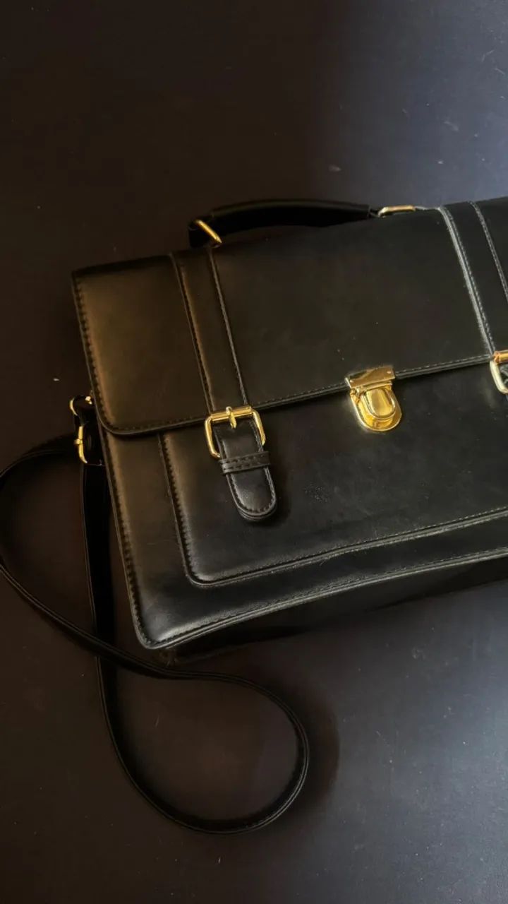 Bolsa de Couro Preta - Nova - Foto 2