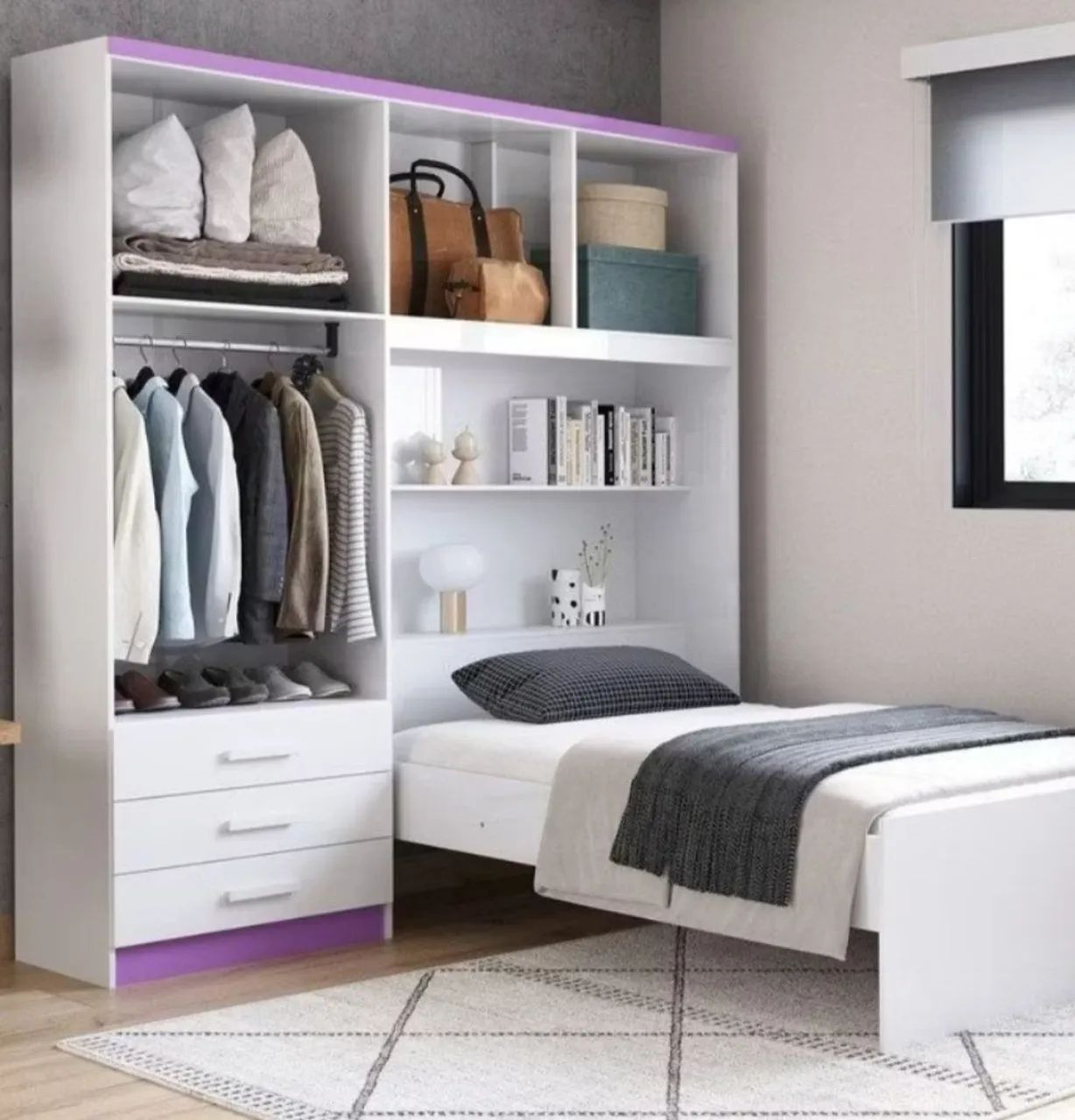 Guarda roupa com cama conjugada 