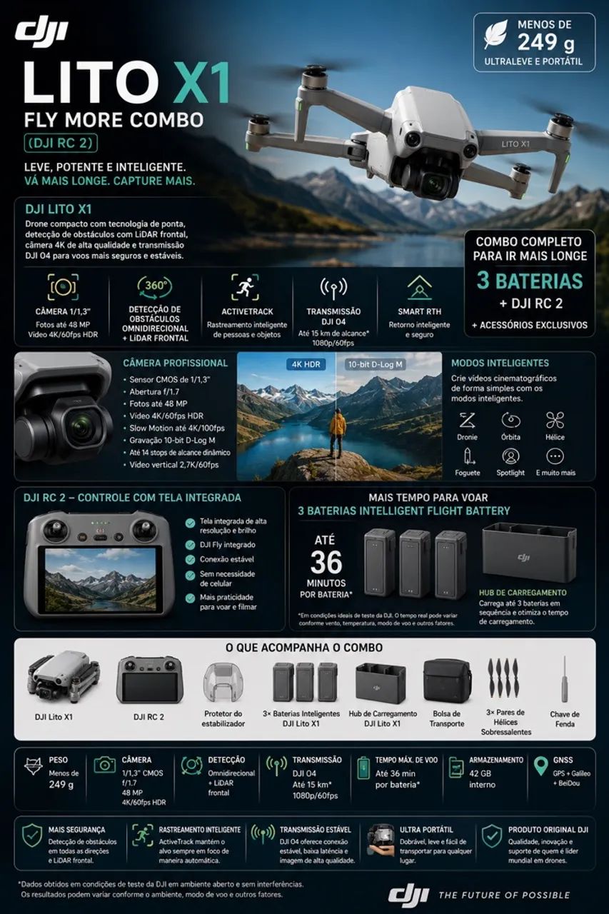 Drone DJI Lito X1 combo fly more - Foto 3