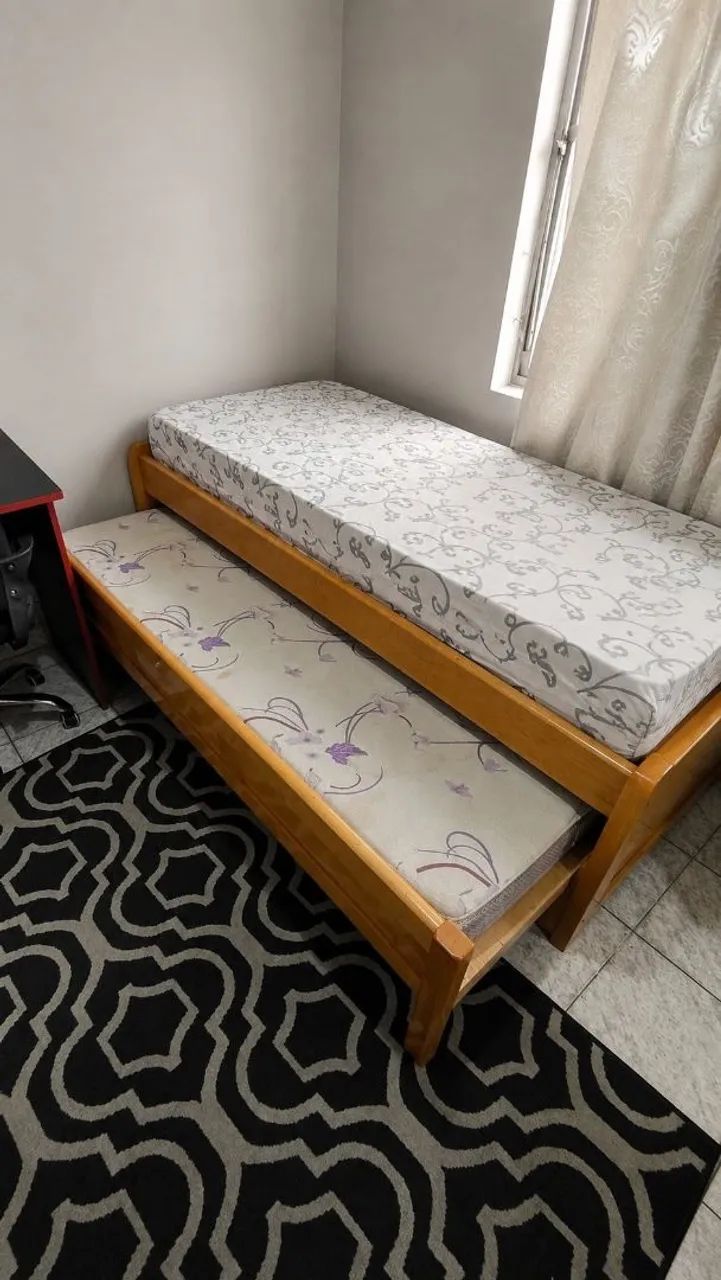 Cama Solteiro Bicama de Madeira Maciça com 3 Gavetas - Foto 3