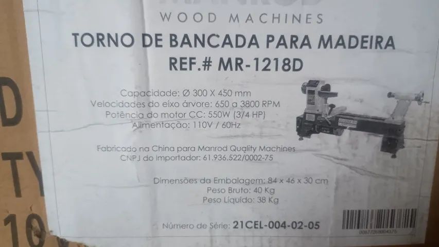 Torno Manrod Mr-1218d Profissional Madeira 110v Nunca Foi (Usado) - Foto 3