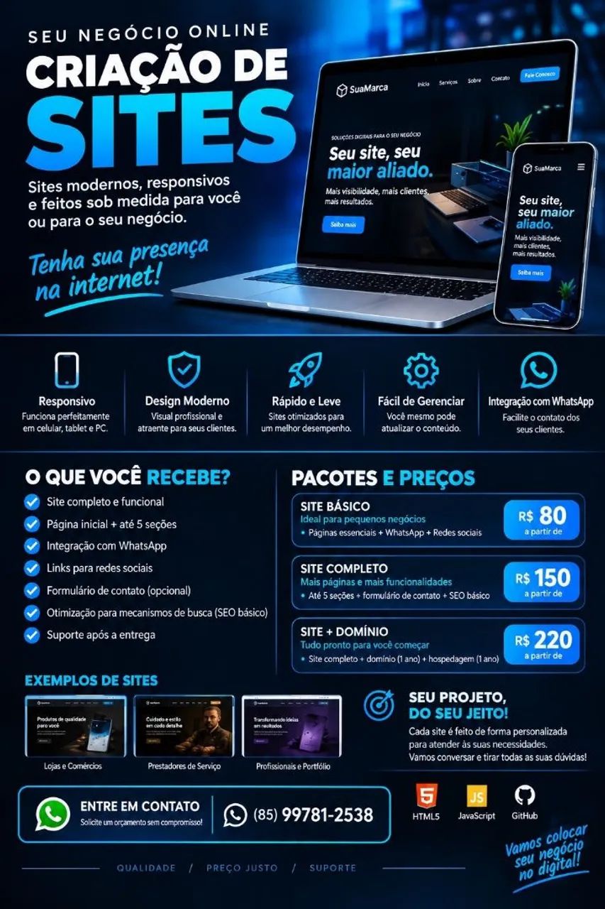 Criação de sites | a partir de R$80,00