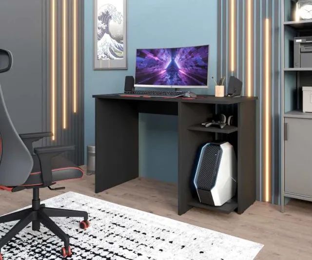 Mesa Gamer PR Plus Preto Moveis Parana - Entrega Rápida! 