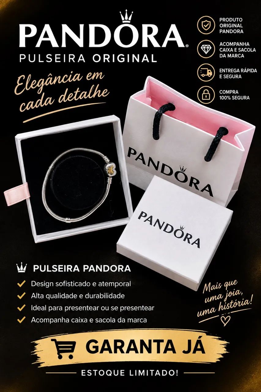Pulseira original Pandora, menos de 1 mês de uso 