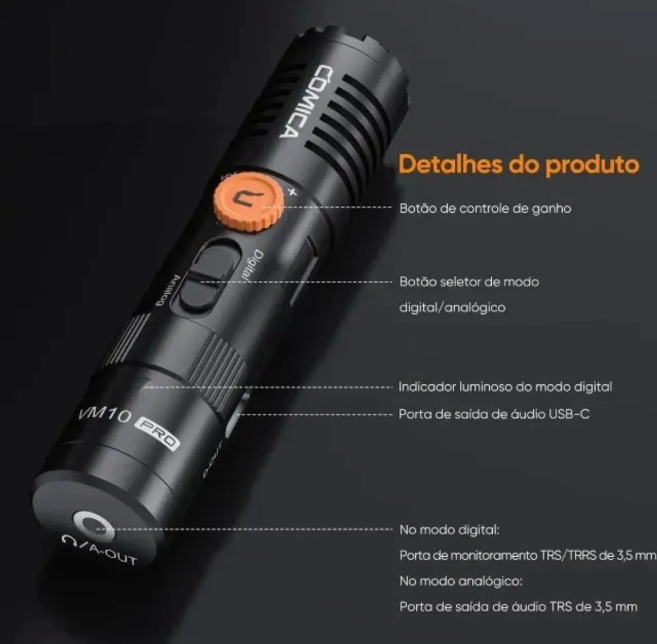 Microfone Shotgun Profissional Comica CVM-VM10 PRO - Foto 4