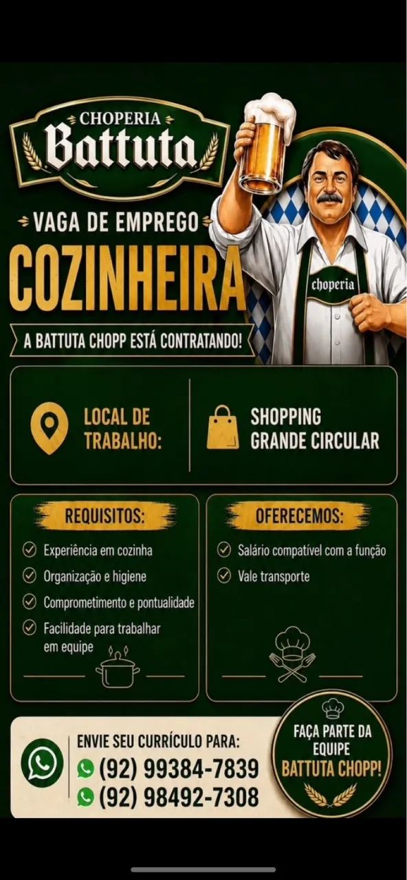 Vaga de cozinheira