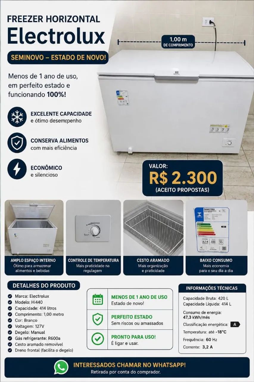 Freezer Horizontal Electrolux 414L