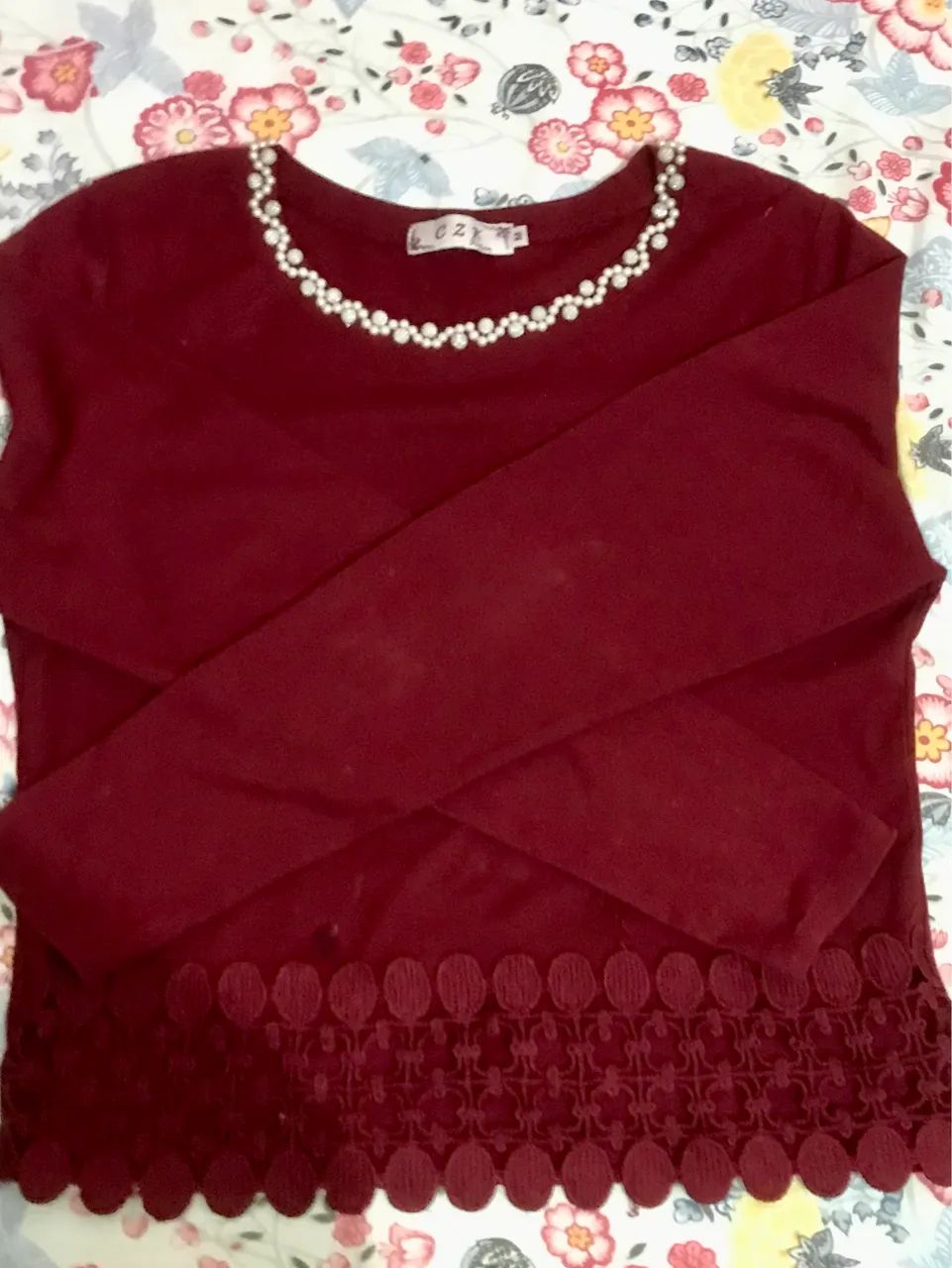 Blusa de frio com pérolas 65675258141825120