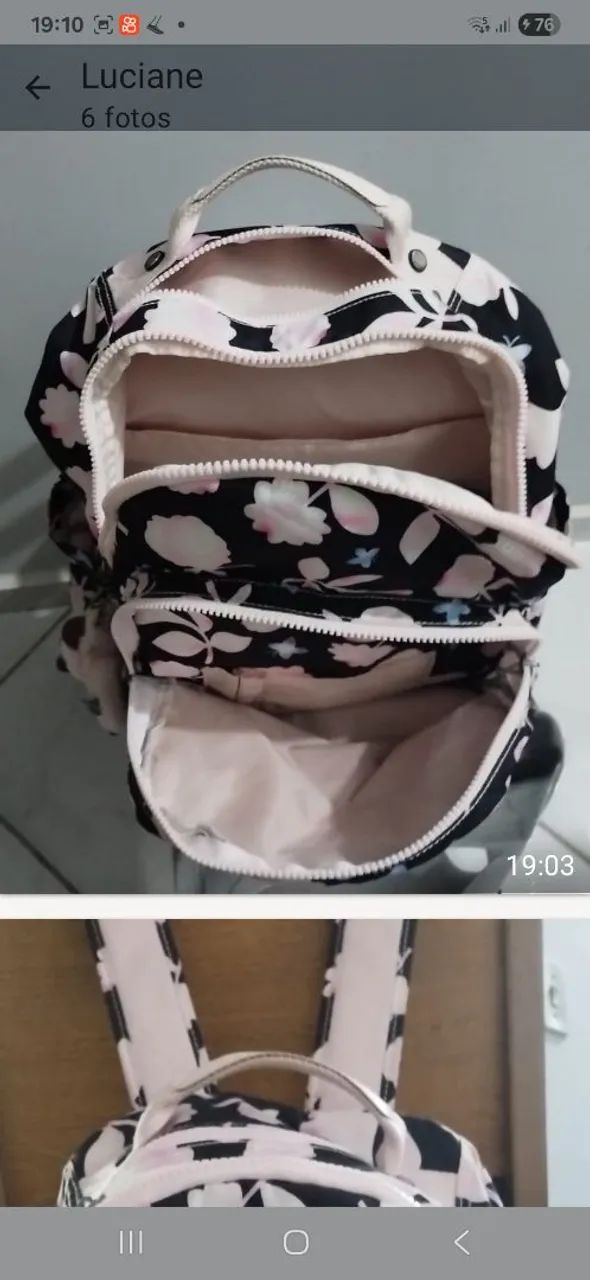 Mochila Kipling Seol cor Magic Blo Desenho Do Tecido Estampado  - Foto 5