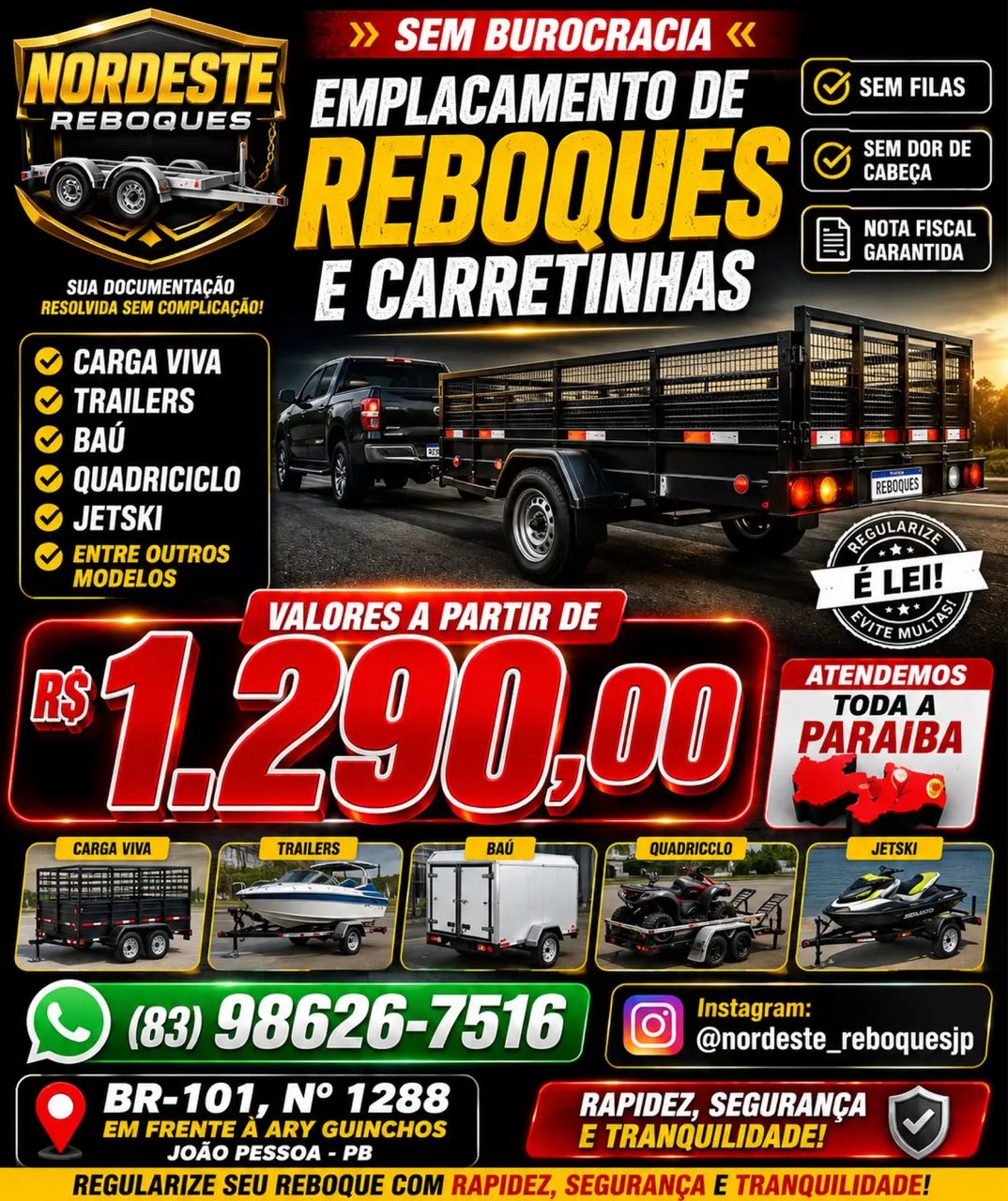 REBOQUES,CARRETINHAS E TRAILERS 