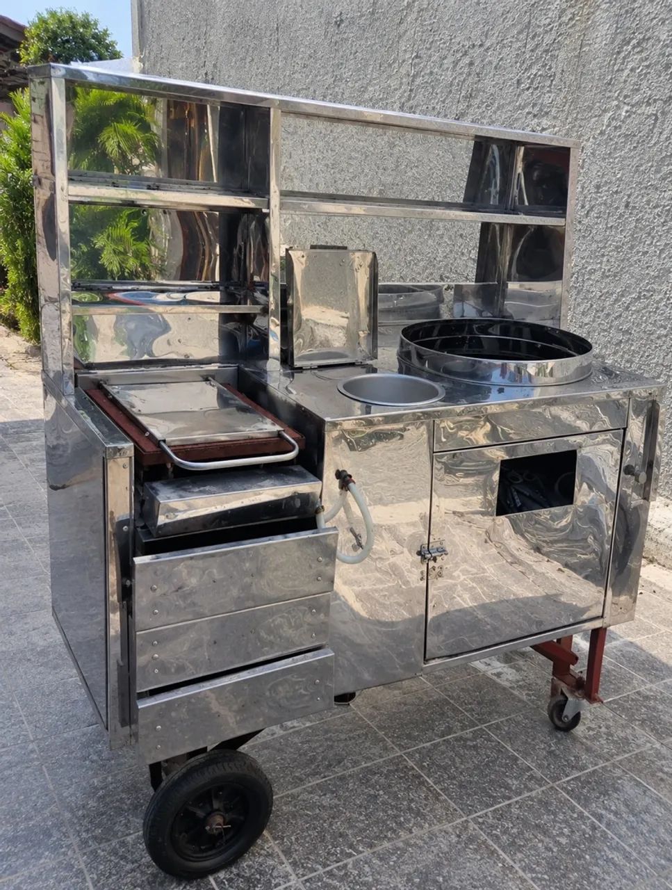 Carrinho de Lanche Aço Inox com Chapa e Rodas ? - Foto 2