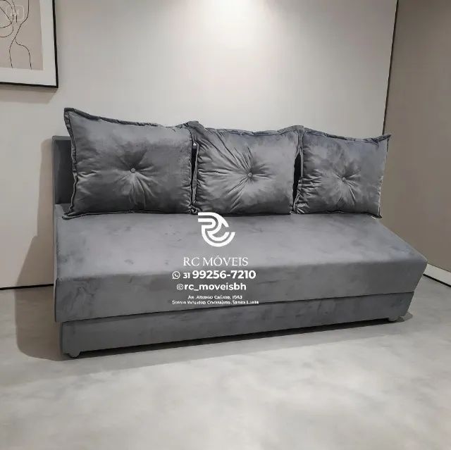 Sofá Cama Bicama 1,70m Suede Marrom Claro D33 Luxo - Foto 3