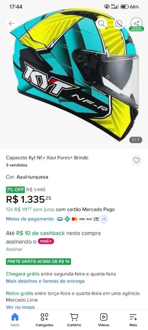 Capacete kyt nrf com óculos interno  - Foto 2