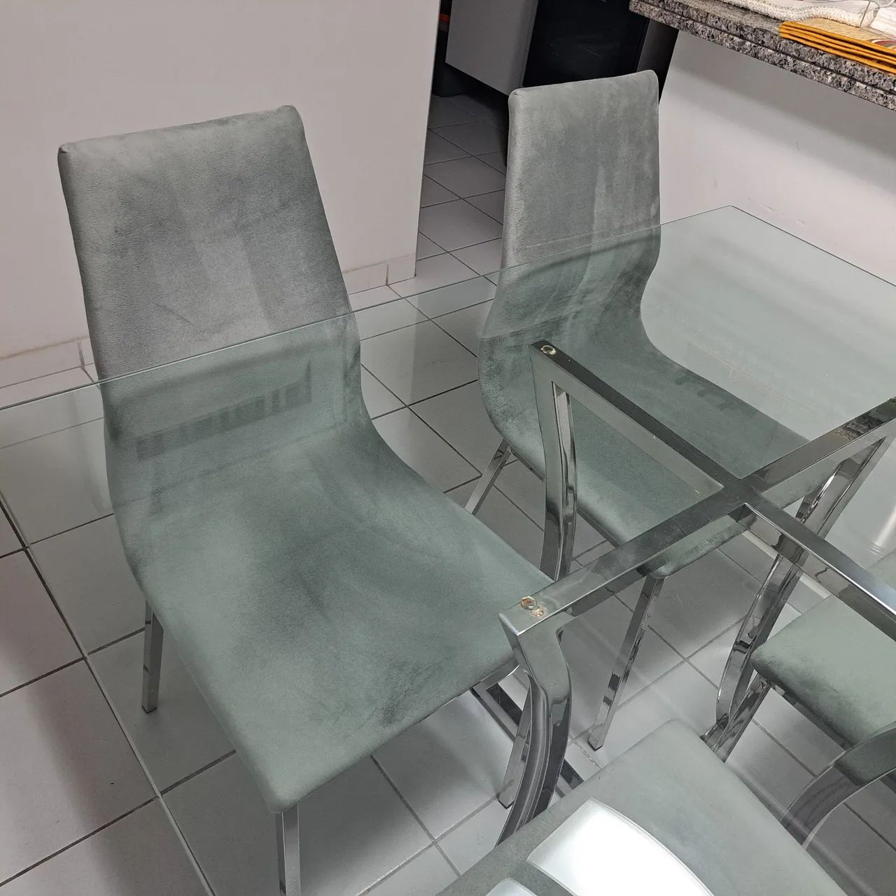 MESA DE VIDRO E AÇO (4 LUGARES) - Foto 3