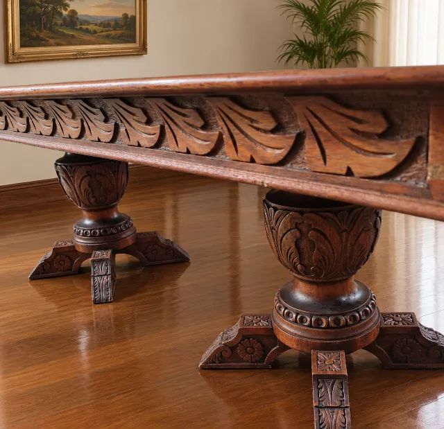 Mesa Jantar Estilo Renascença Madeira Cerejeira - Foto 3