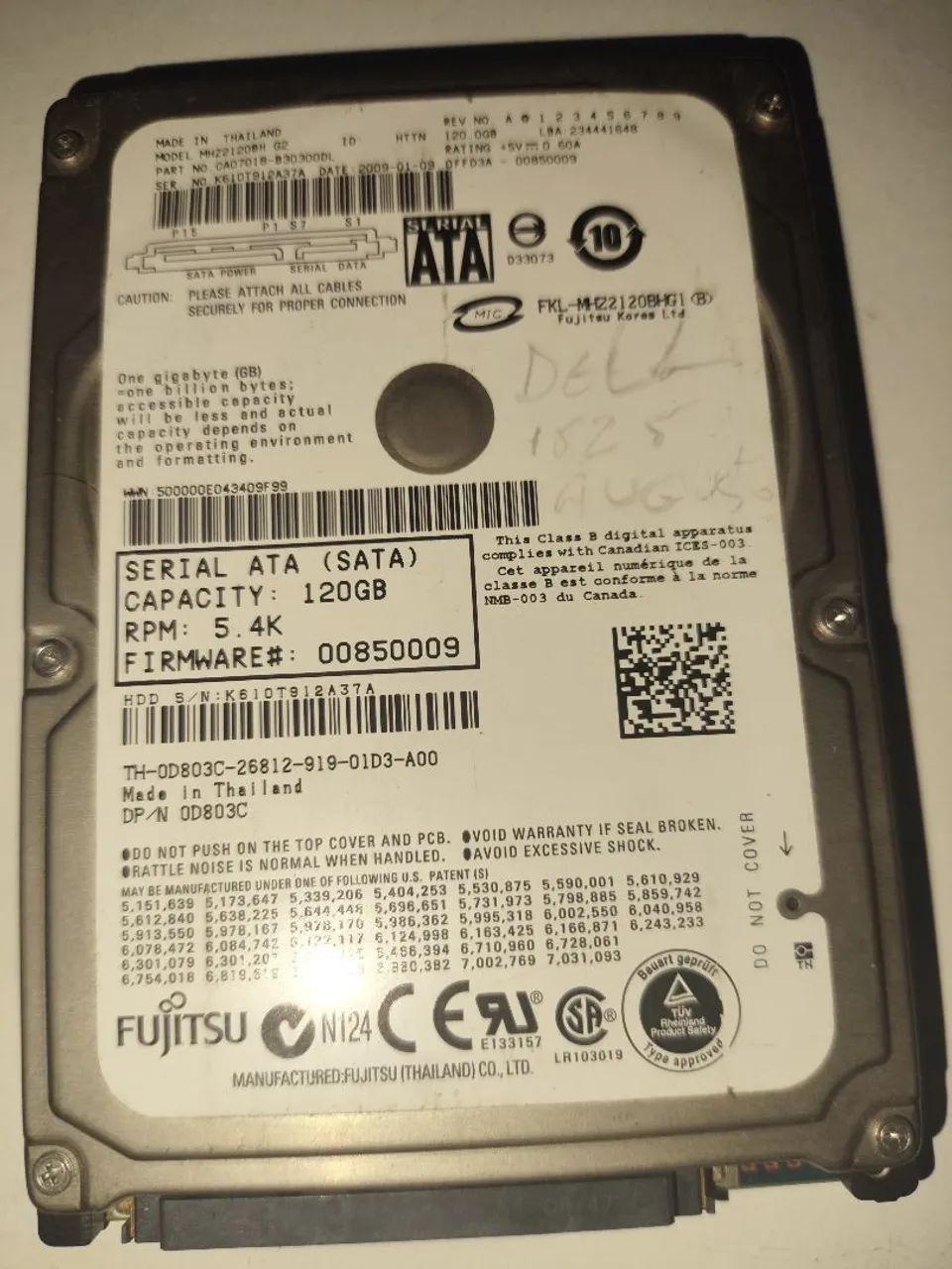 Hd Fujitsu 120 gb  sata notebook