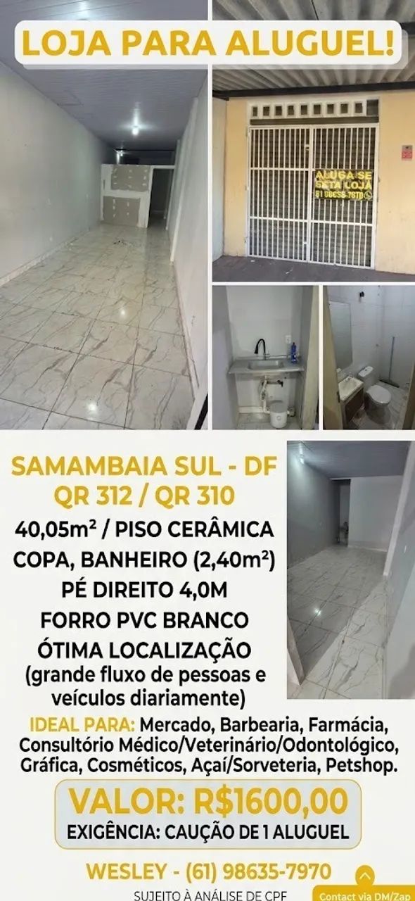 Loja Samambaia DF 40m² na QR 312/QR 310 