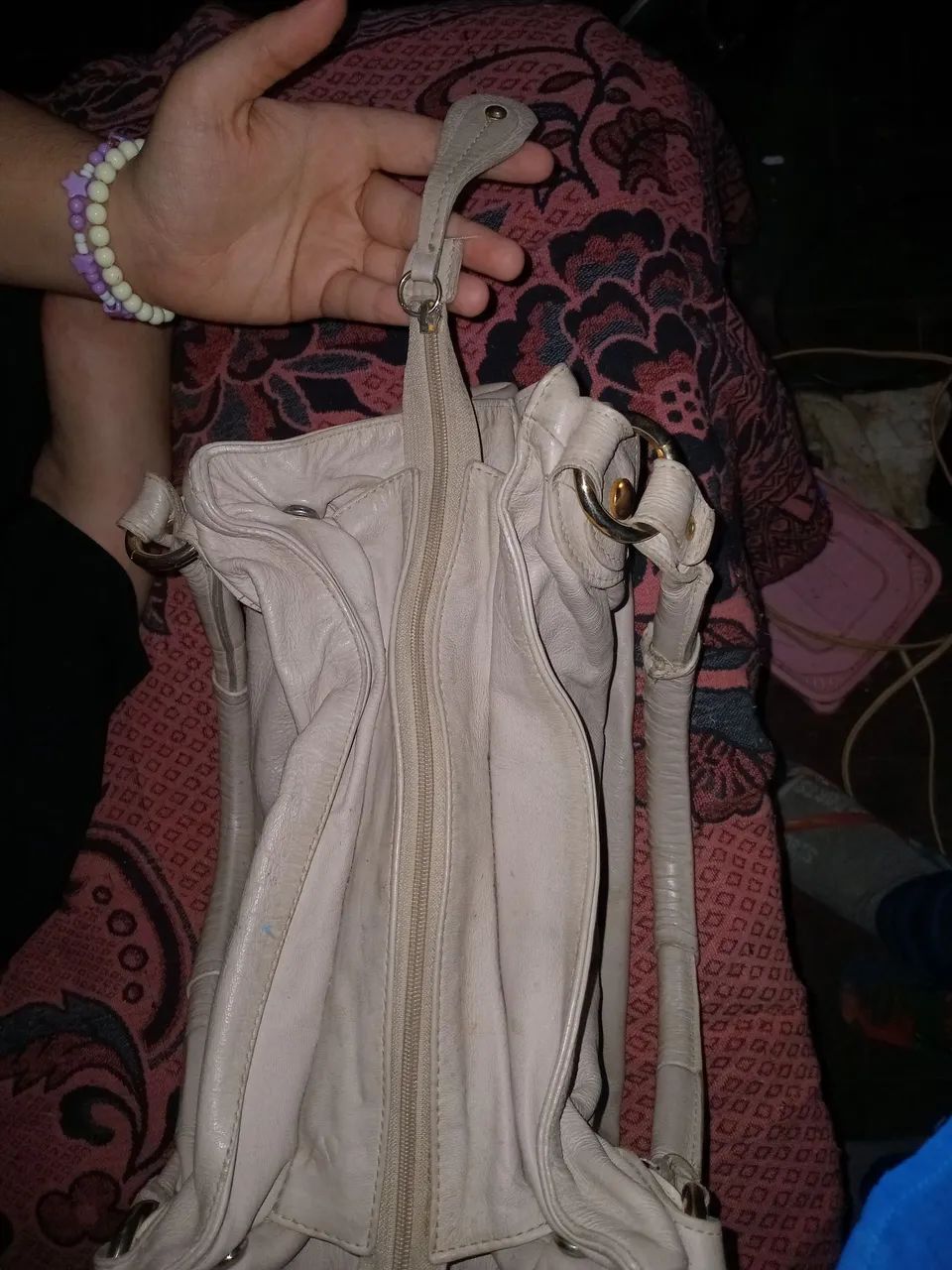 Bolsa em couro bege - Foto 2