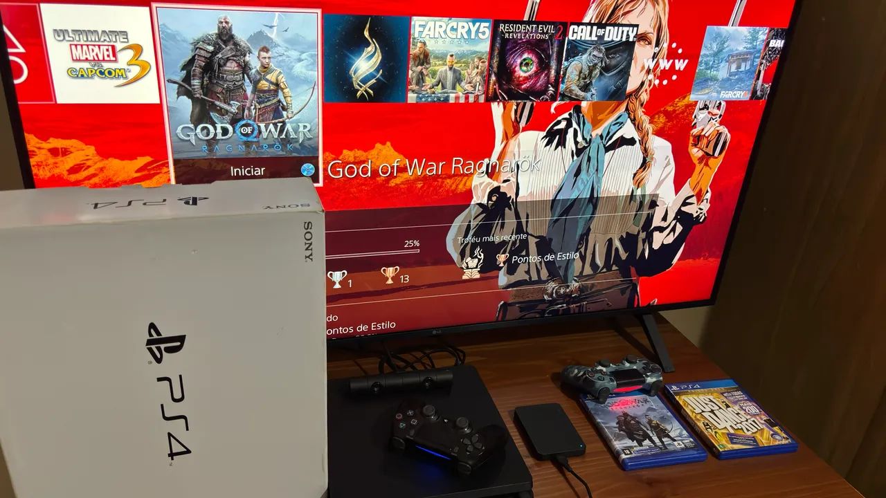 PS4 Slim/Pro + 2 Controle  Excelente Estado e Funcionando Perfeitamente - Foto 5