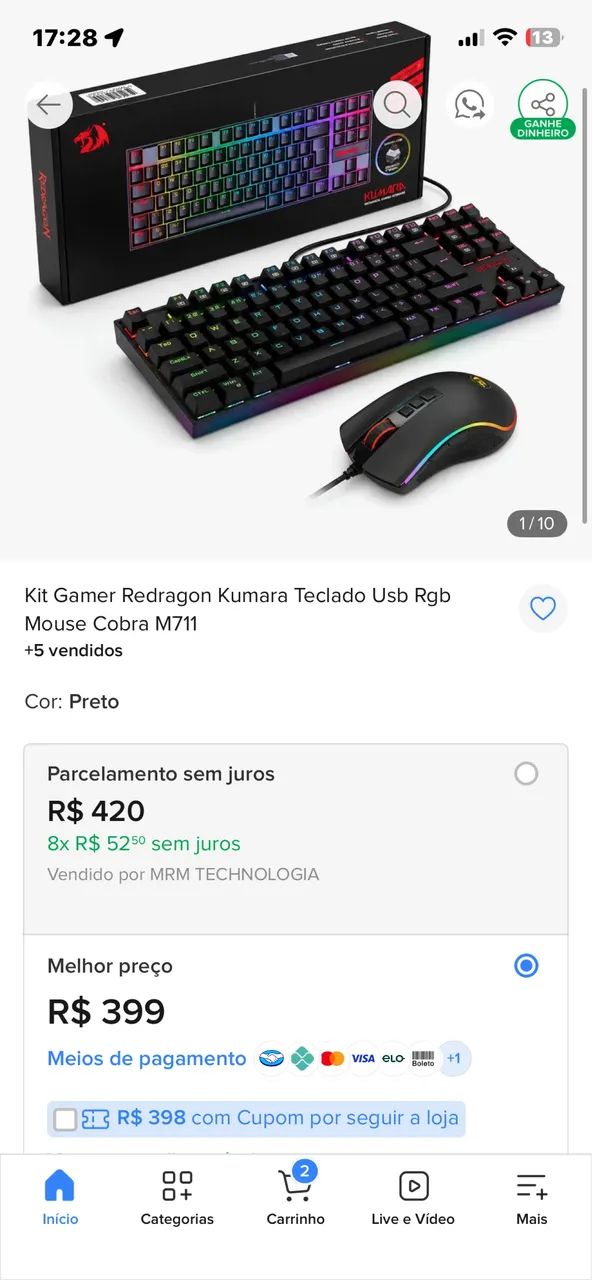 Kit Teclado e Mouse Gamer Redragon - Foto 4