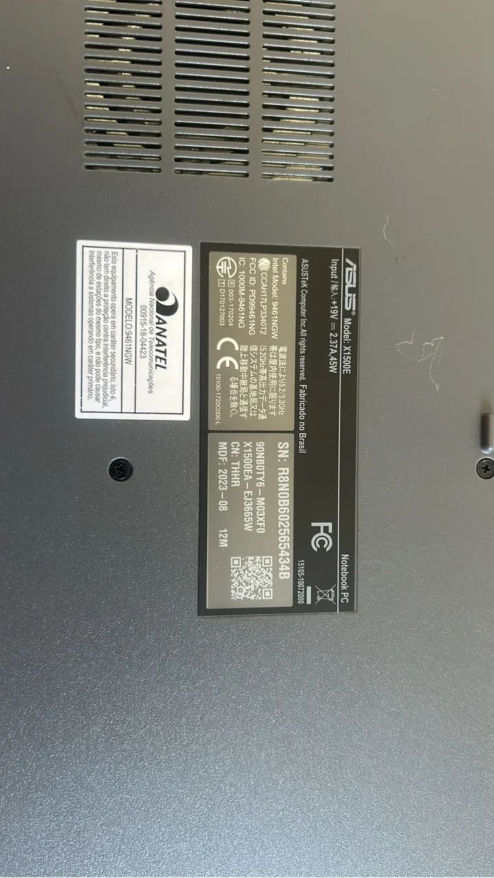 ? NOTEBOOK ASUS X1500E À VENDA