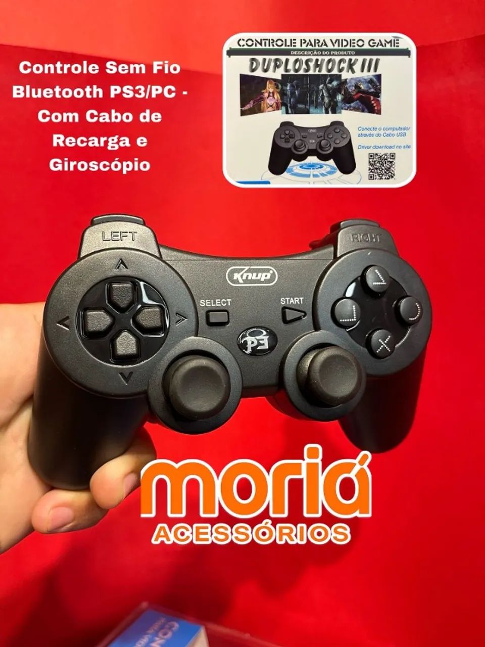 Controle PS3 PC Bluetooth e Cabo de Carregamento - Foto 2