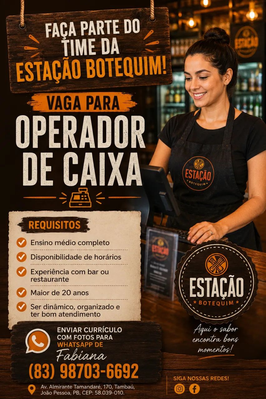 Vaga para operador de caixa