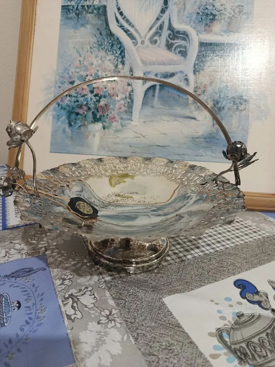 Cesta trabalhada de prata  - Foto 2