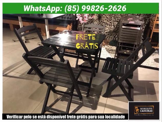 Conjunto de Mesa e Cadeiras Dobráveis Madeira Maciça Cor Café F R E T e G R Á T I S -Whats