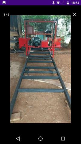 Serraria móvel, tora 1m, trilho 6m, motor 15hp gasolina PE, ótimo custo benefício!!!
