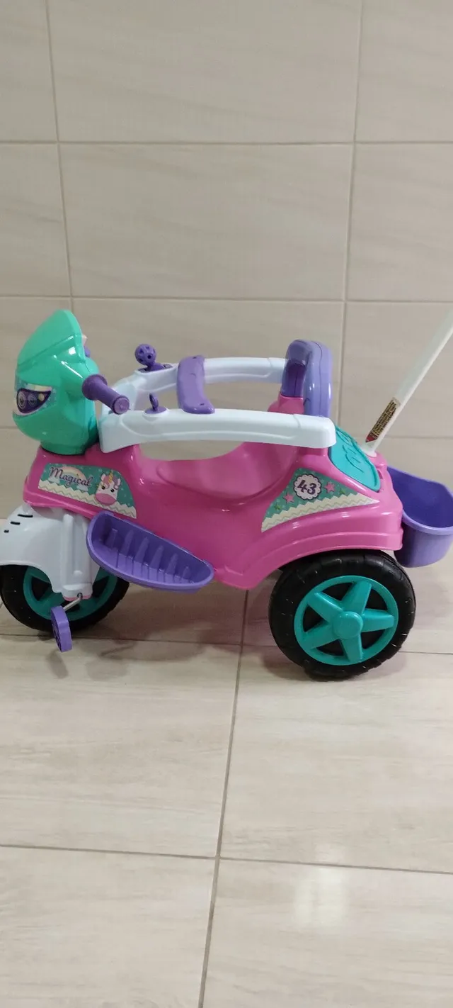 Triciclo Infantil Motoca Andador Empurrador Criança Maral