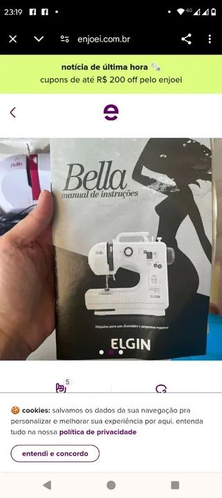 Máquina De Costura Portátil Bella Bl-1200 Elgin Bivolt - Foto 3