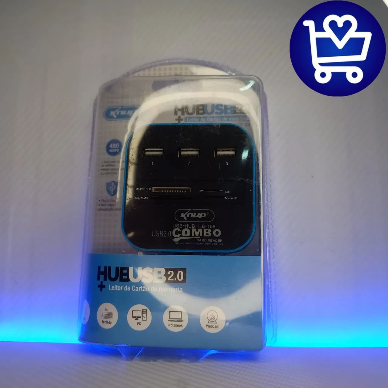 Hub USB 2.0 com Leitor de Cartão de Memória - Kmp Up - Foto 3