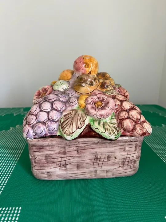 Decoração Fruteira Porcelana 20x18 cms -Antiga (crédito, débito, Pix e PicPay )