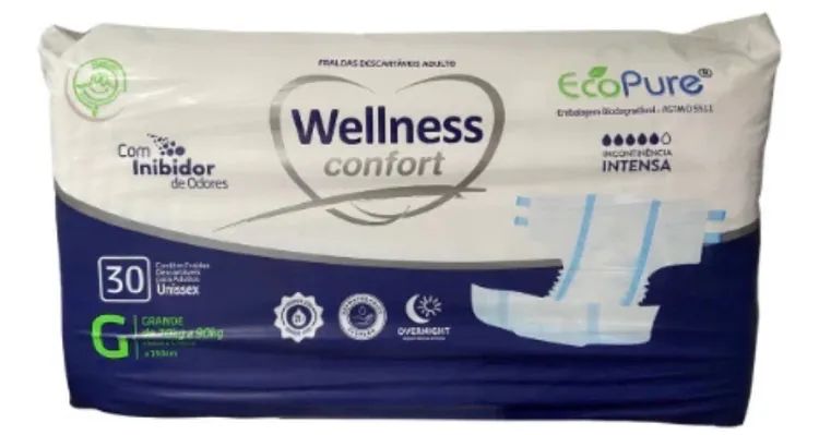 Fraldas Geriátricas Overnight Aloe Vera - G - 30 unidades
